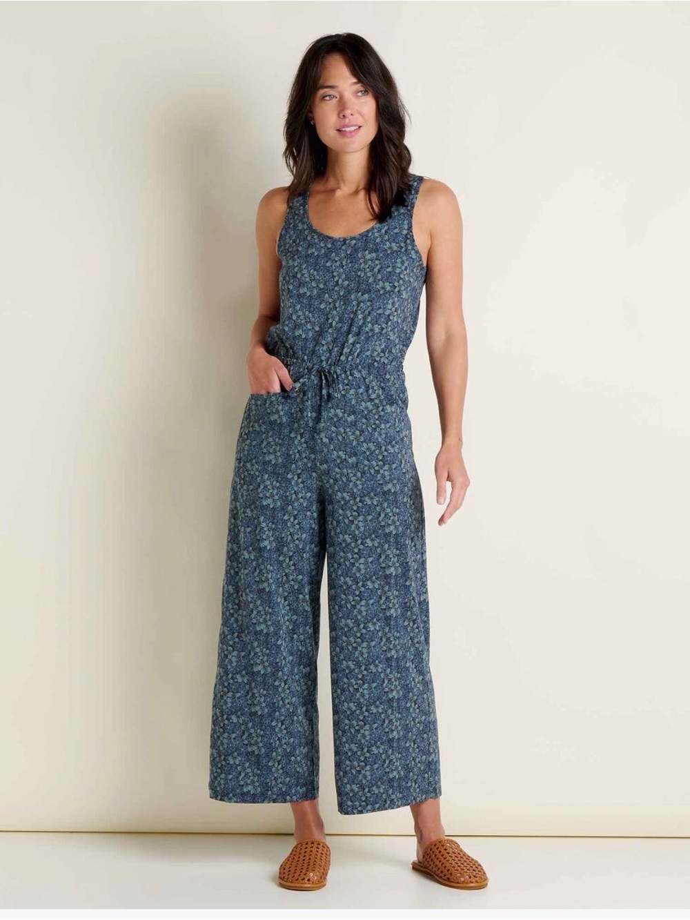 Toad&Co Blue Floral Tank Jumpsuit